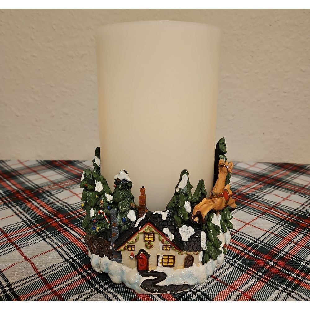 Christmas Themed Candle Holder with Scented Hurricane Lamp Candle